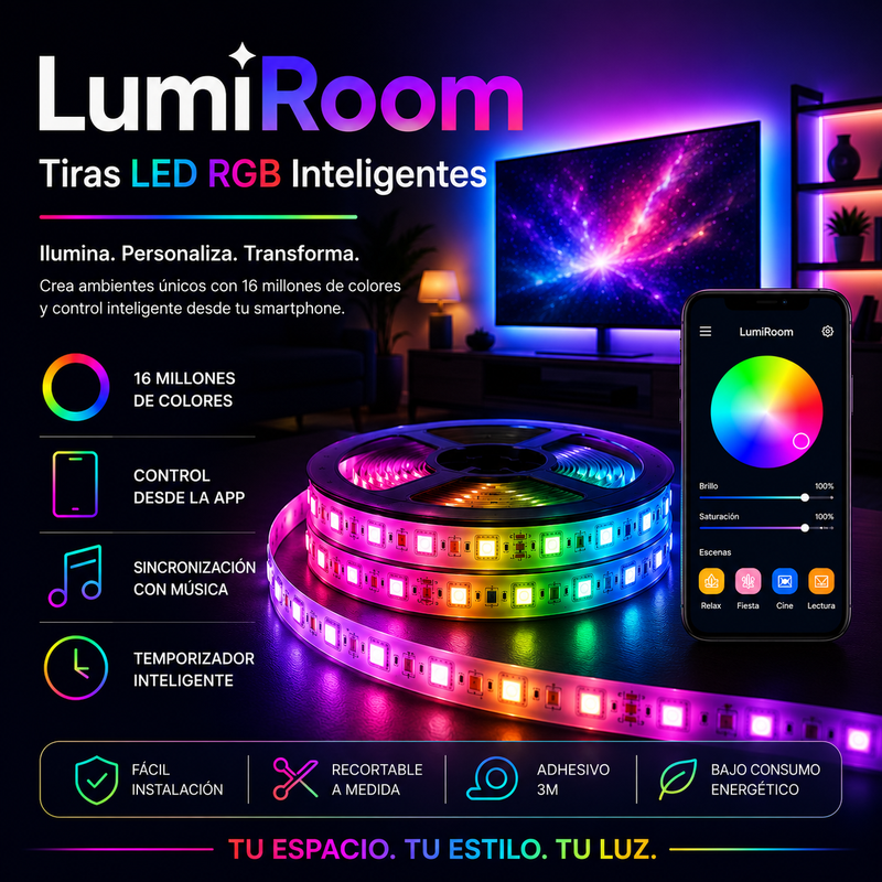 Tira LED RGB Inteligente – Control por App y Mando a Distancia